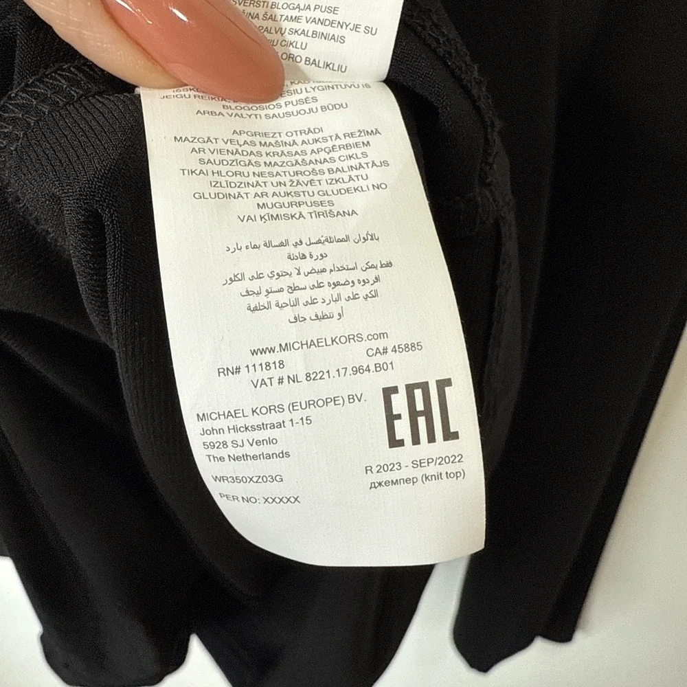 Michael Kors Shirt Blouse Women's 3X Black Long Sleeve‎ Cutout Slinky Stretch